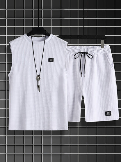 Ensemble Débardeur et Short Homme Style Décontracté Estival Motif Carreaux