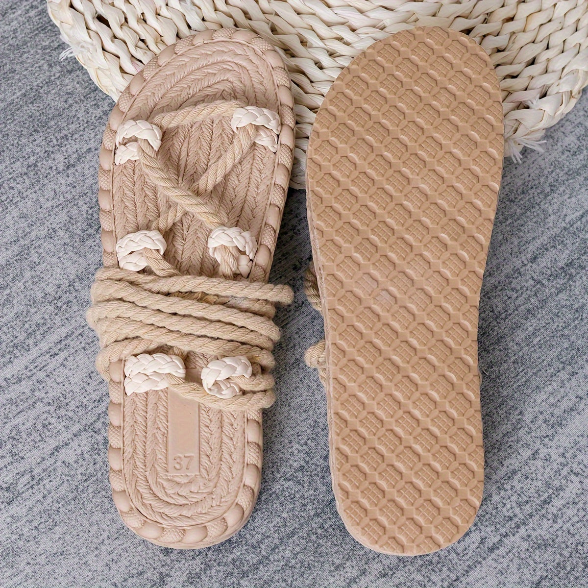Sandalias planas bohemias para mujer estilo artesanal con tiras trenzadas – Ideal para verano, playa y festivales