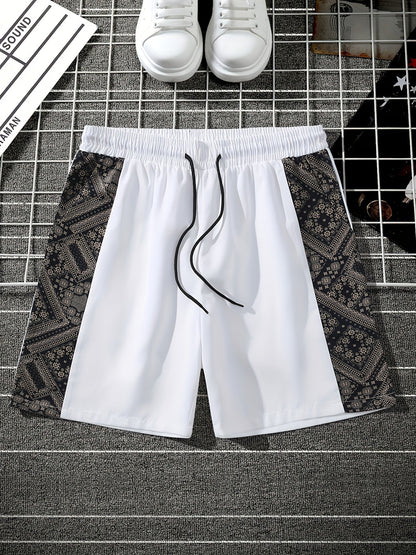 Heren shorts in stedelijke stijl met zijpanelen met grafisch patroon – Ideaal voor streetwear en vrije tijd