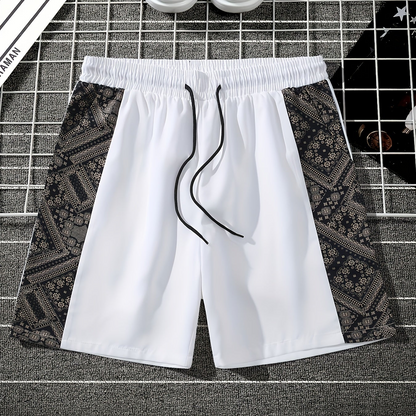Heren shorts in stedelijke stijl met zijpanelen met grafisch patroon – Ideaal voor streetwear en vrije tijd