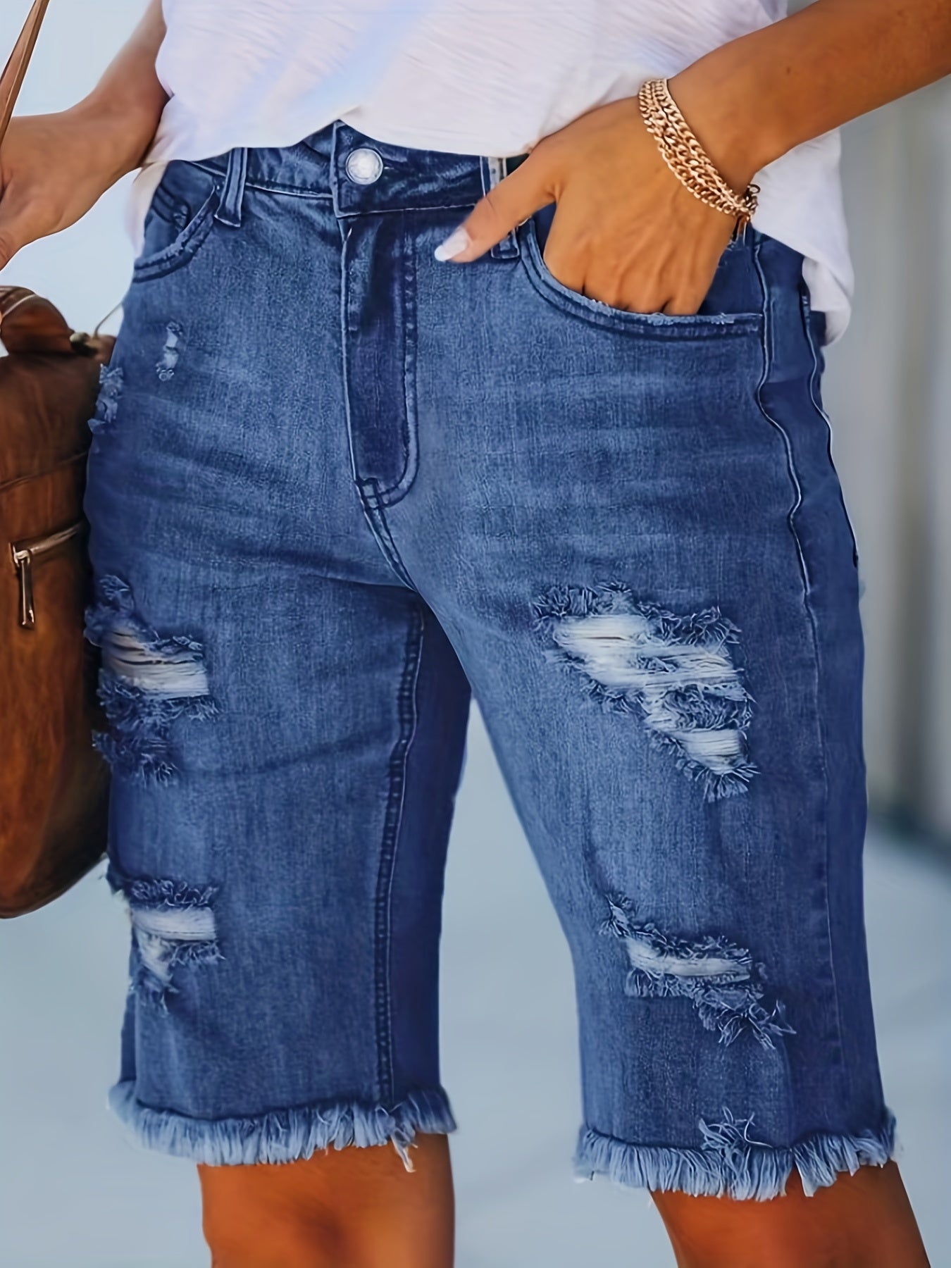 Bermuda casual strappato per donna – Stile urbano alla moda estate