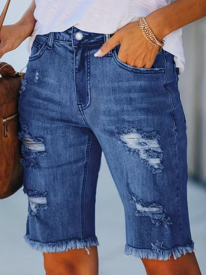 Bermuda casual strappato per donna – Stile urbano alla moda estate