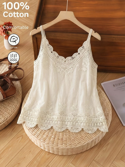 Damski top w stylu boho chic z koronkowymi ramiączkami na lato – swobodny i elegancki wygląd