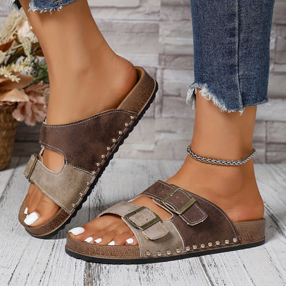 Sandales plates style vintage pour femme à boucles confortables et tendance été