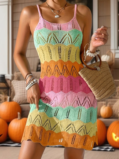 Mini-Boho-Kleid aus Maschenware für Damen – lässiger Urlaubs- und Sommerstil