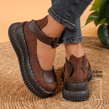Chaussures bateau vintage pour femme à bout rond et bride boucle – Style décontracté