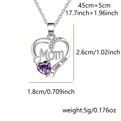 Collier Femme Pendentif Coeur 'Mom' avec Rose Éternelle – Cadeau Élégant pour la Fête des Mères