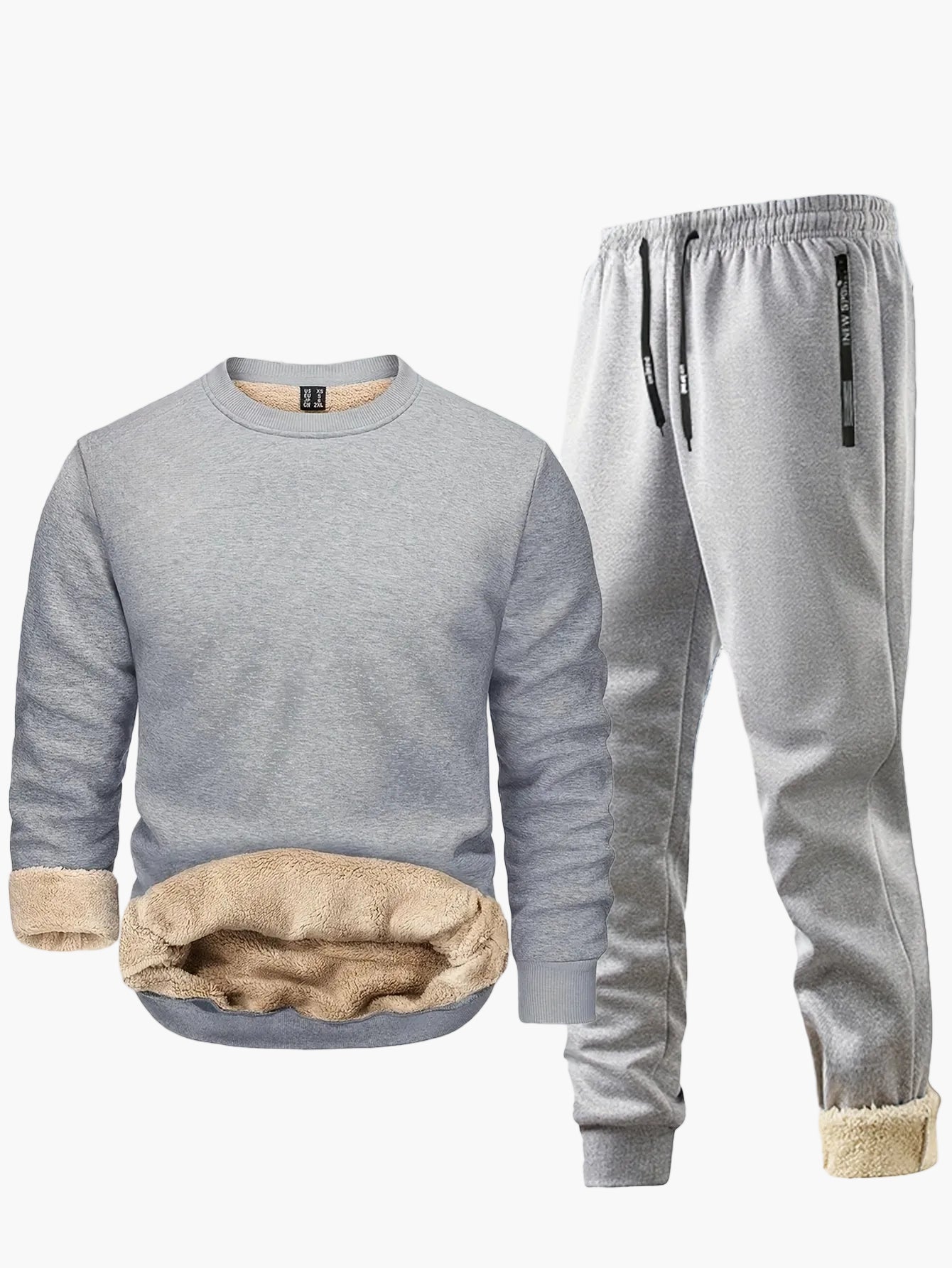 Completo tuta uomo stile casual caldo con interno in pile per autunno/inverno