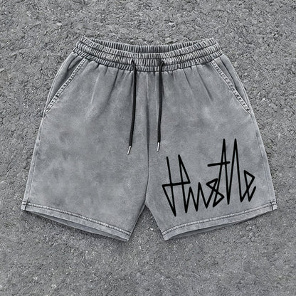 Short homme casual style urbain avec imprimé "Hustle" – idéal pour le streetwear et la détente