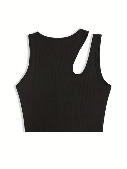 Camiseta sin mangas para mujer estilo asimétrico de moda para el verano - corte corto, look sexy y moderno