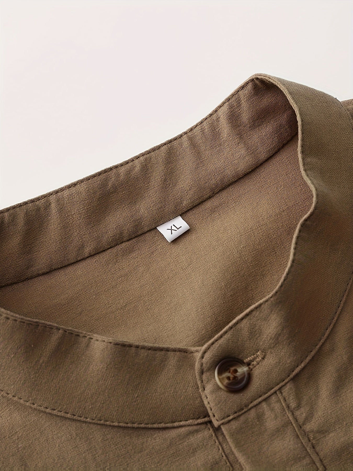 Langærmet Henley-skjorte til mænd i afslappet, smart Mao-krave-stil