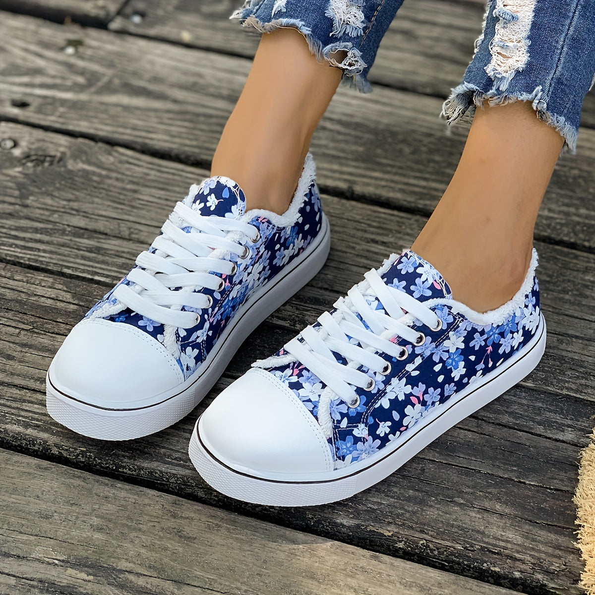 Baskets décontractées femme style floral tendance pour usage quotidien