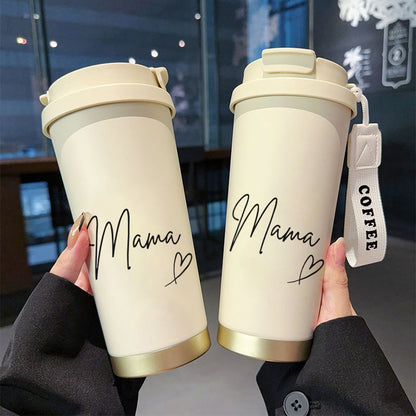 Elegant termoflaske til kvinder – Mama-motiv, ideel til kaffe eller te, daglig brug og på farten
