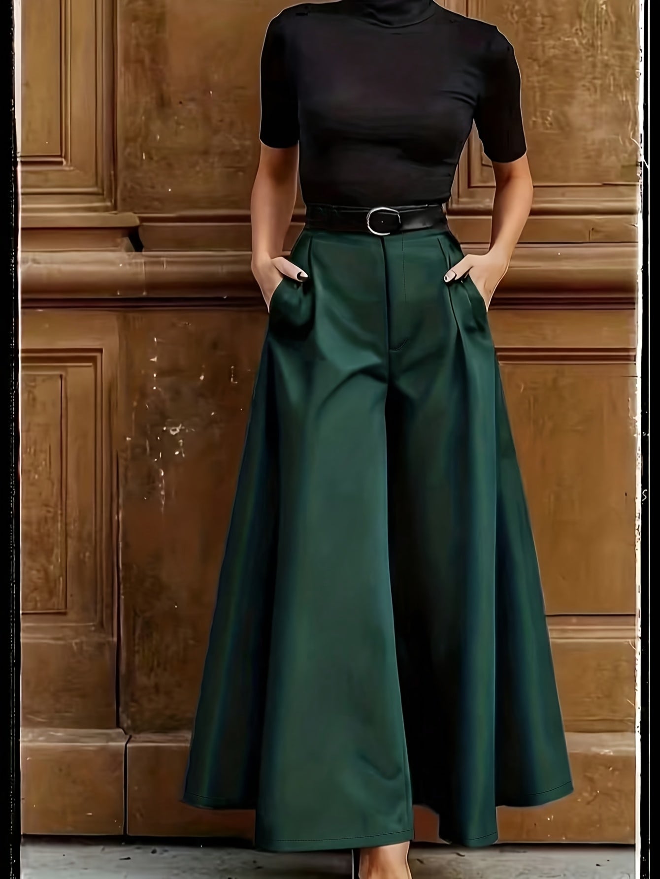 Pantalon large évasé femme style élégant soirée et bureau