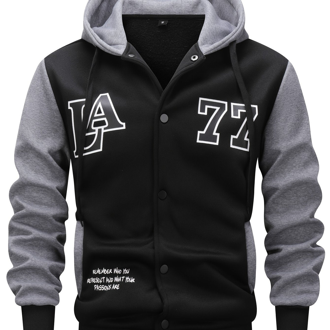 Veste sweat à capuche homme bicolore noir et gris imprimé