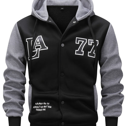 Veste sweat à capuche homme bicolore noir et gris imprimé