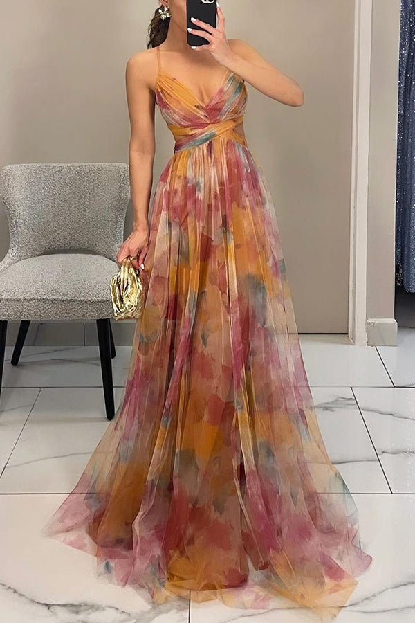 Robe longue maxi fleurie style soirée pour femme – Élégante et bohème chic