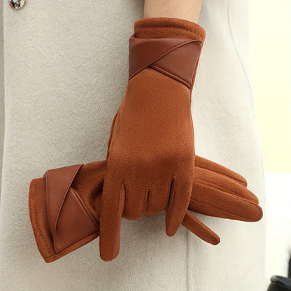 Gants Femme Hiver Chauds avec Manchette Décorative Multicolore