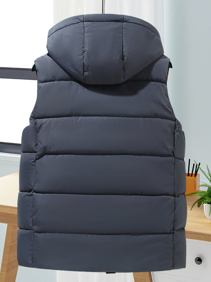 Doudoune sans manches à capuche matelassée pour homme Beige