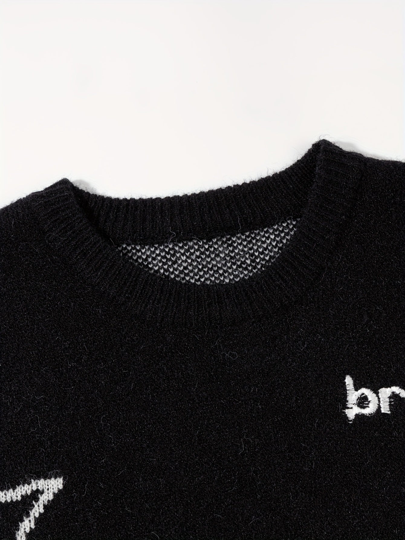 Pull en maille unisexe avec motif Planète et étoiles à col rond