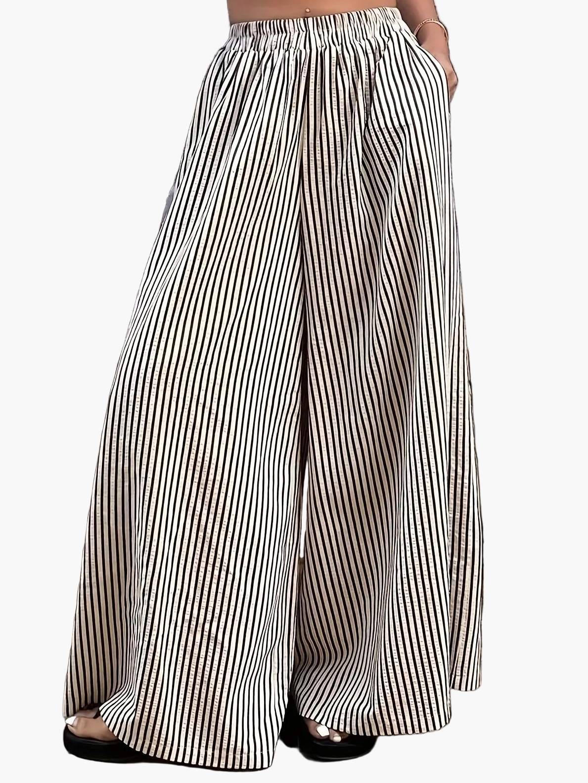 Pantalon large à rayures pour femme, style élégant et décontracté, idéal pour le printemps et l'été