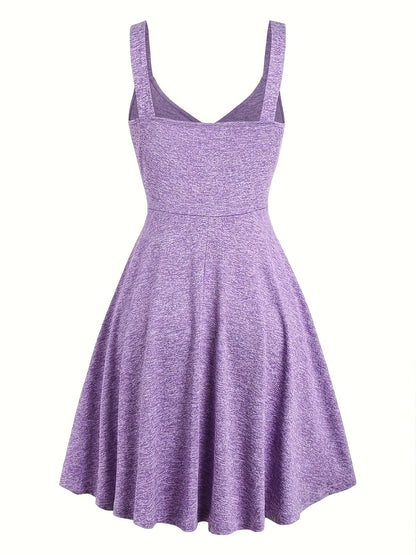 Abito Donna Elegante Casual con Bottoni e Scollo a V per Estate e Primavera