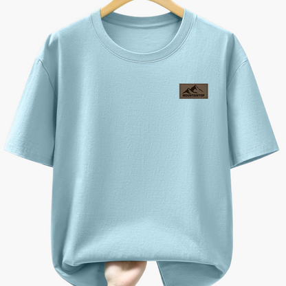 T-shirt casual męski w sportowym stylu z nadrukiem gór – Idealny na wypoczynek i weekend
