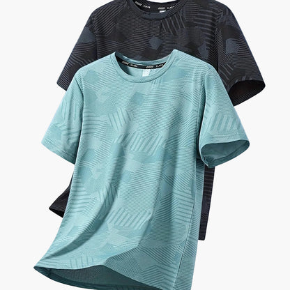 Atmungsaktives Herren-T-Shirt im tropischen Casual-Stil, kurzärmelig – 2er-Pack, ideal für den Sommer  