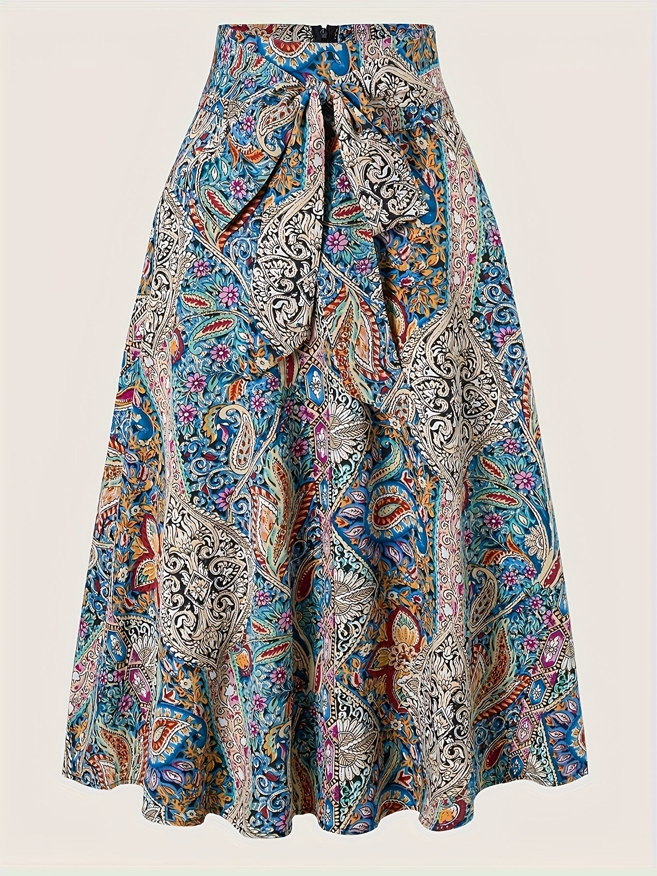 Jupe longue femme style bohème chic imprimé paisley – Élégante et fluide pour le printemps-été