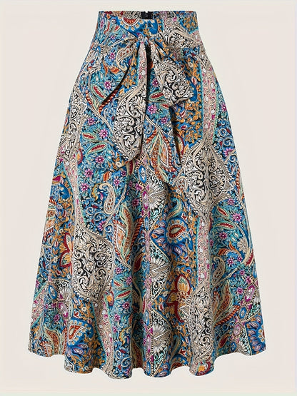 Jupe longue femme style bohème chic imprimé paisley – Élégante et fluide pour le printemps-été
