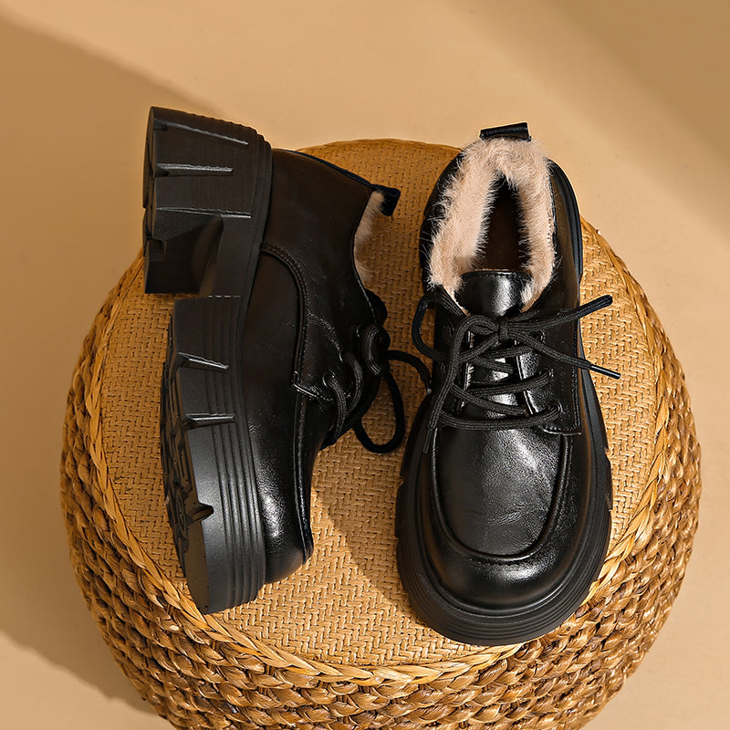 Chaussures Richelieu Plateforme Femme Fourrées Lacets Chunky