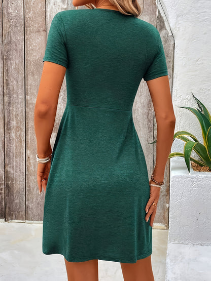 Vestido de verano elegante para mujer con cuello en V, estilo casual y chic, ideal para vacaciones