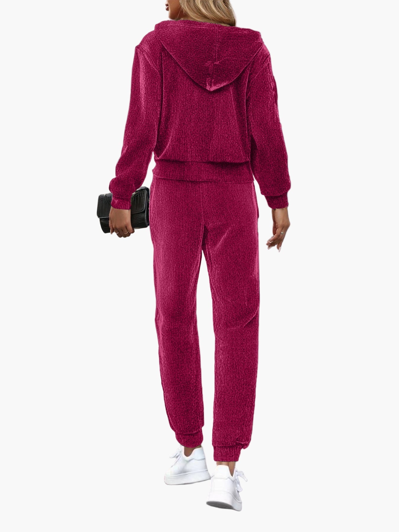 Tuta casual da donna con cappuccio stile sportivo per autunno e inverno