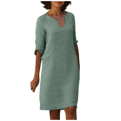Robe décontractée rétro pour femme, manches mi-longues, style artistique, grande taille, multi-couleurs