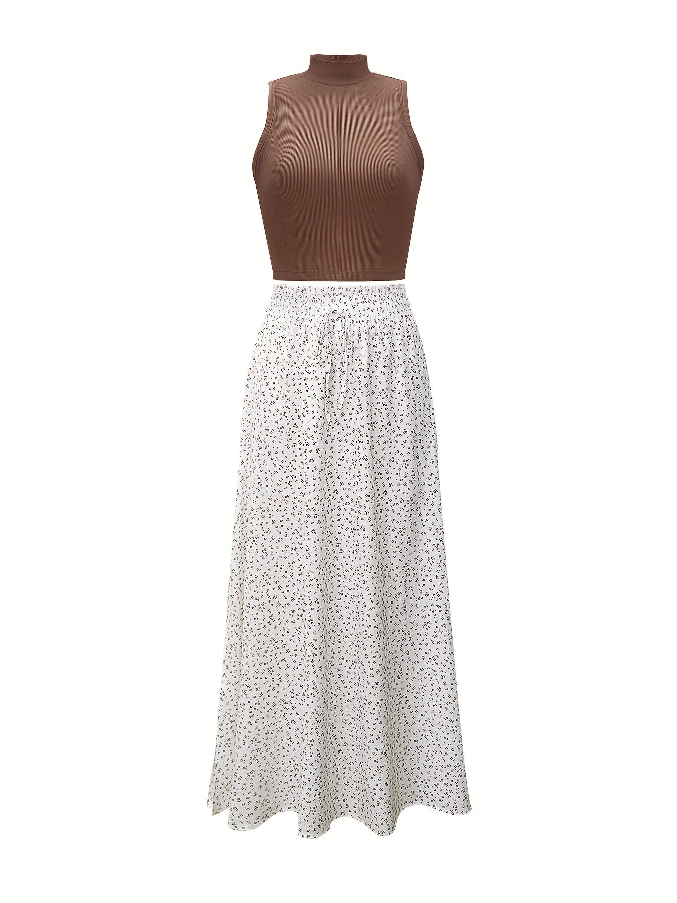 Camiseta sin mangas para mujer estilo elegante con cuello alto para primavera/verano
