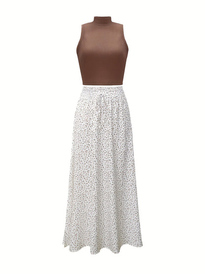 Camiseta sin mangas para mujer estilo elegante con cuello alto para primavera/verano