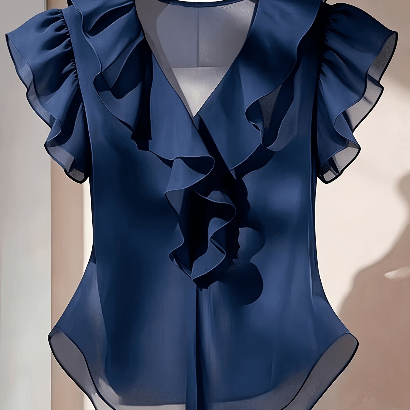 Blouse Femme Élégante à Volants Style Romantique pour Tenue Chic et Bureau