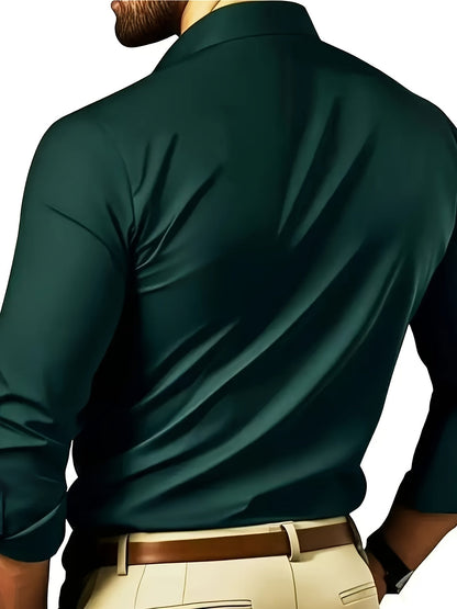 Elegant skjorte til mænd med lange ærmer - Slank pasform, business- og urbant look