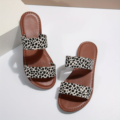 Sandales ouvertes à enfiler femme style décontracté motif léopard urbain