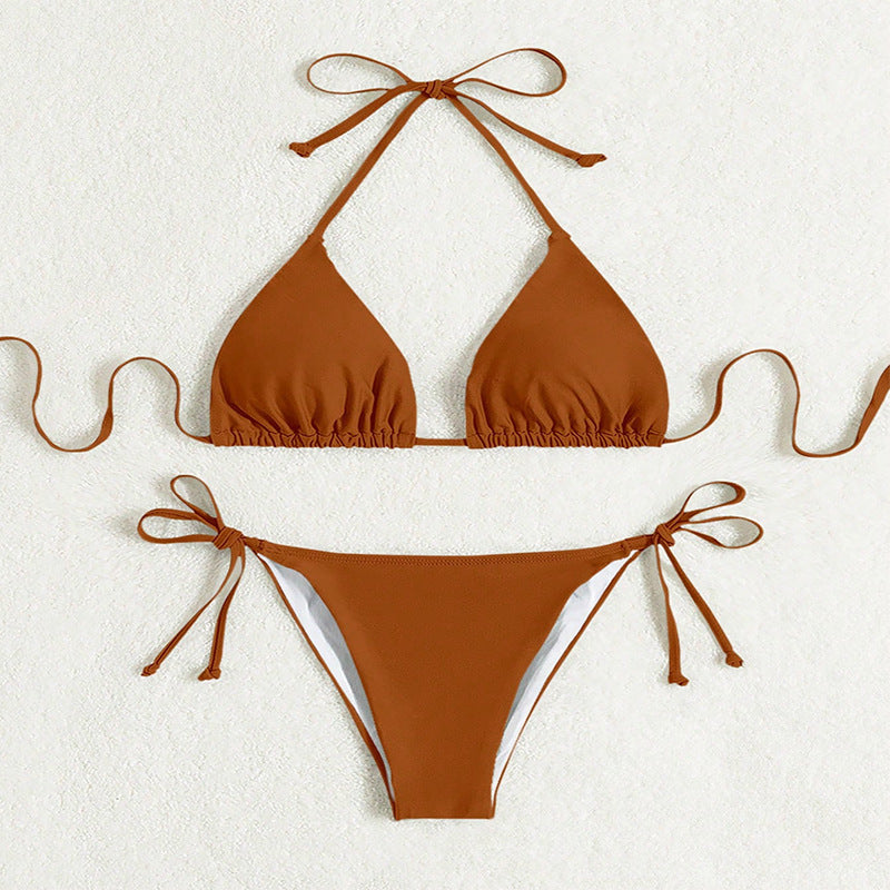 Leah – Solid Tie Bikini Swimsuit
