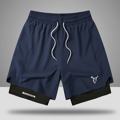 Short de sport homme entraînement double couche style moderne pour fitness et course à pied