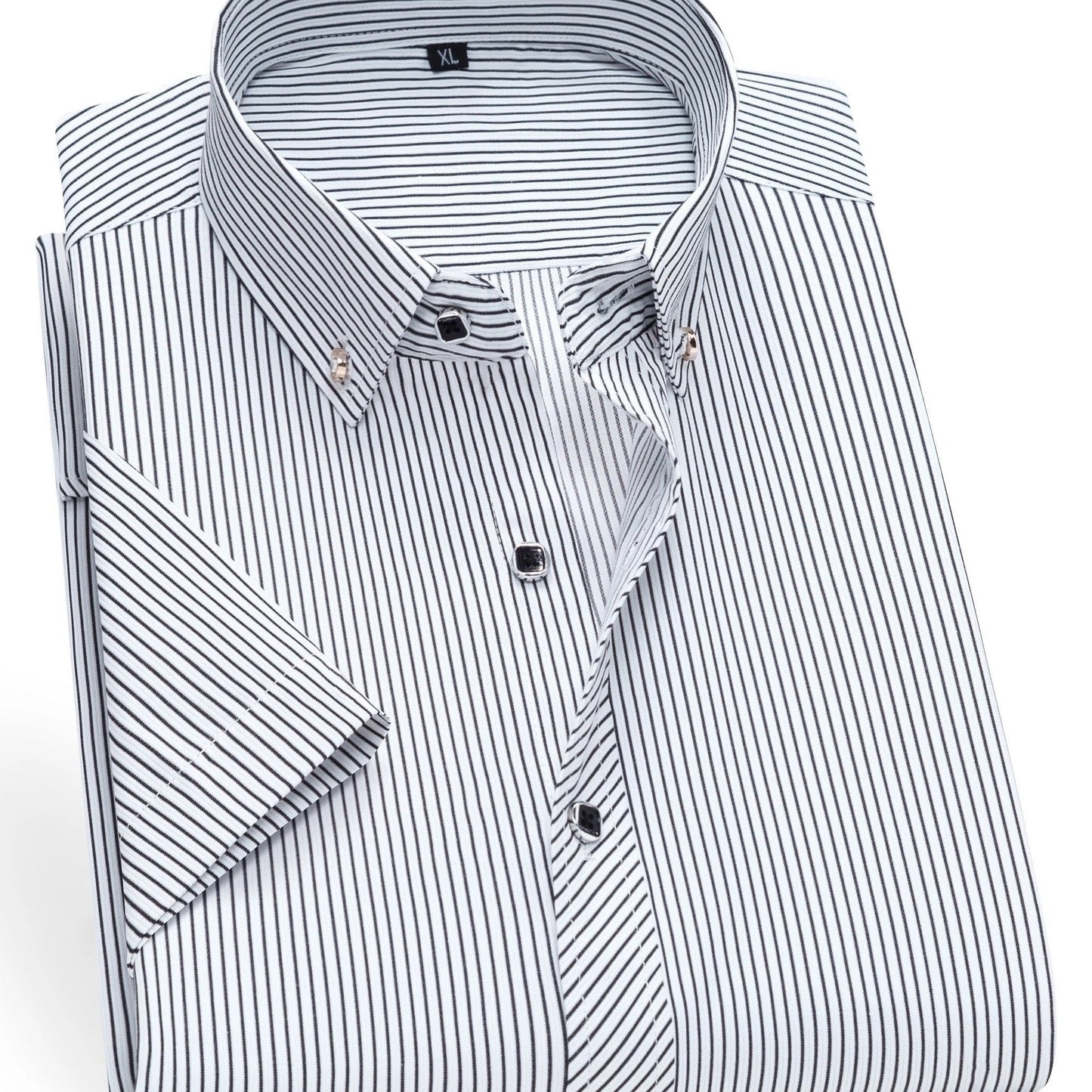 Chemise habillée à manches courtes pour homme style business à rayures fines