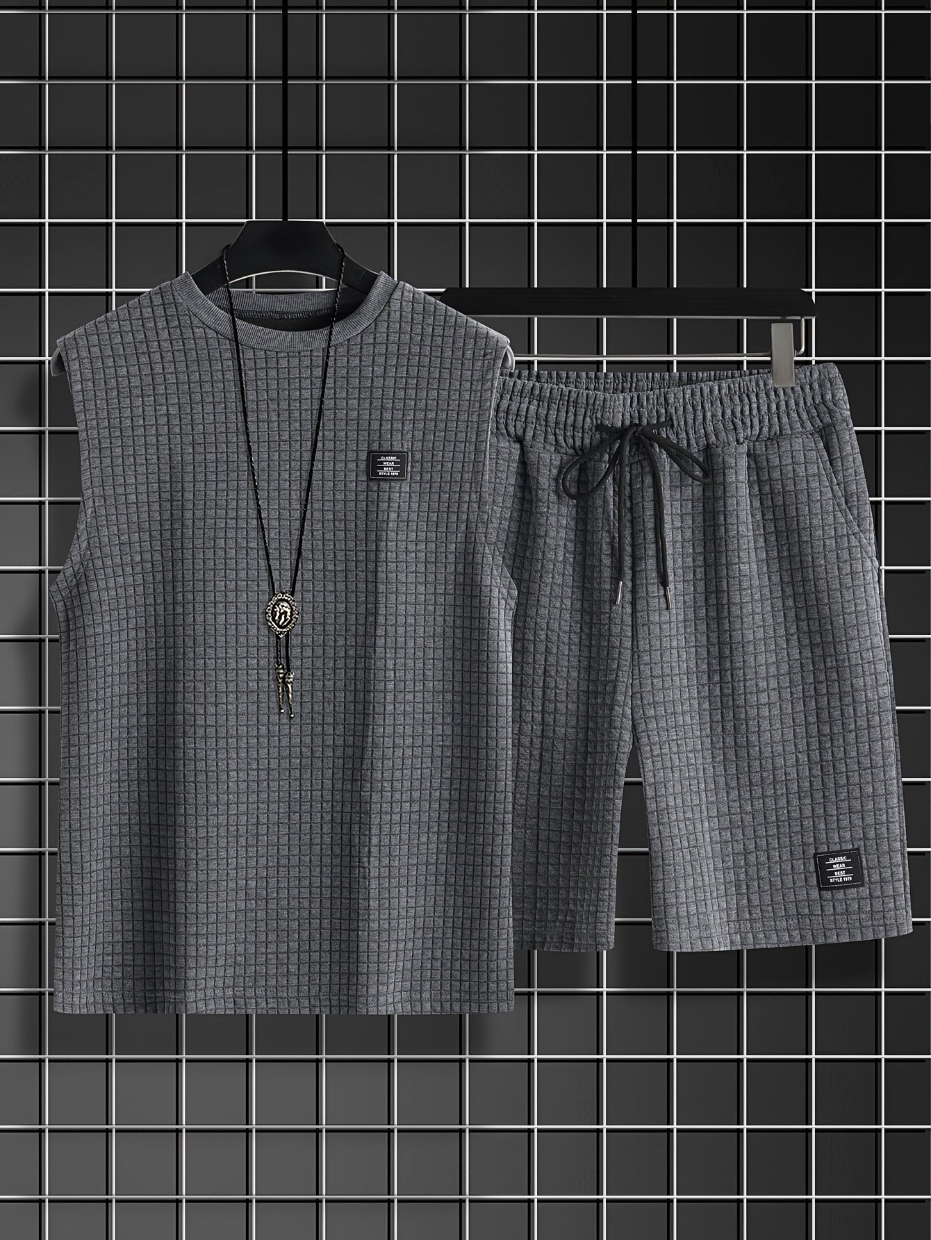 Ensemble Débardeur et Short Homme Style Décontracté Estival Motif Carreaux