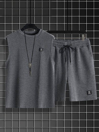 Ensemble Débardeur et Short Homme Style Décontracté Estival Motif Carreaux