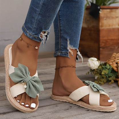 Sandali estivi con fiocco per donna, stile casual e chic