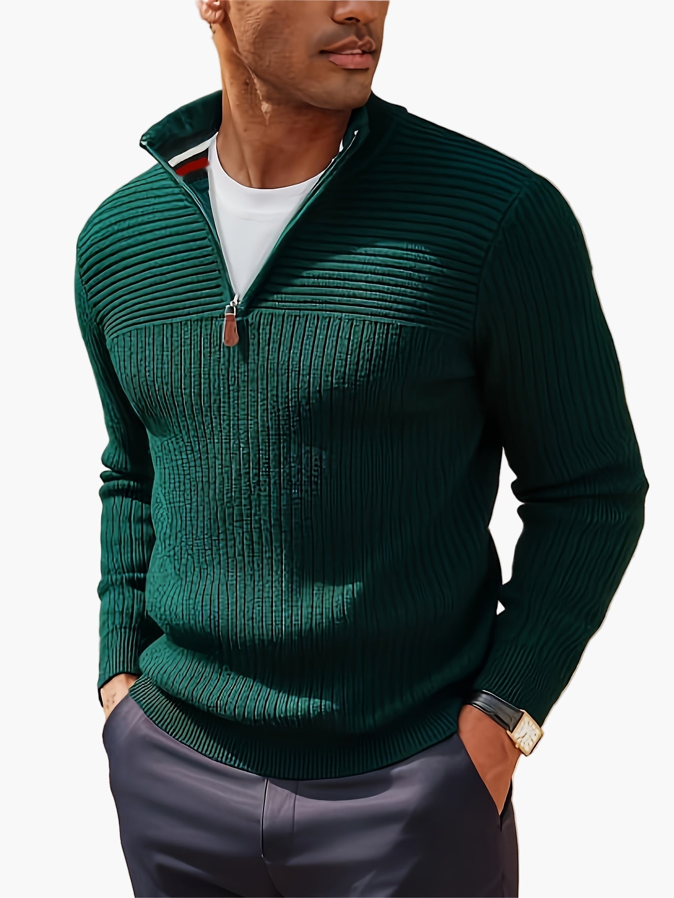 Maglione con zip mezza chiusura stile casual da uomo - Ideale per autunno inverno