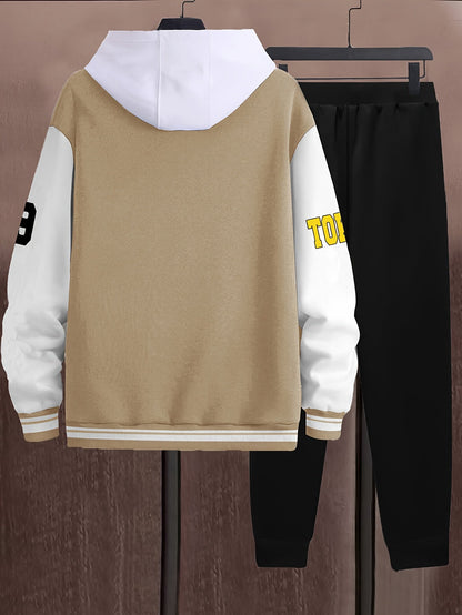 Ensemble Survetêment Homme Style Baseball Veste Universitaire et Pantalon Jogging