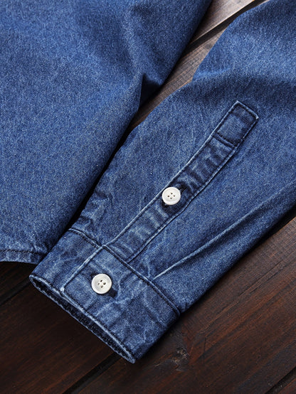 Chemise casual homme à manches longues style denim – Idéale pour le week-end et la mi-saison