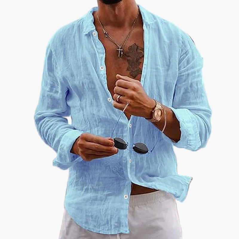 Chemise décontractée à col classique pour homme, manches longues, style élégant et polyvalent