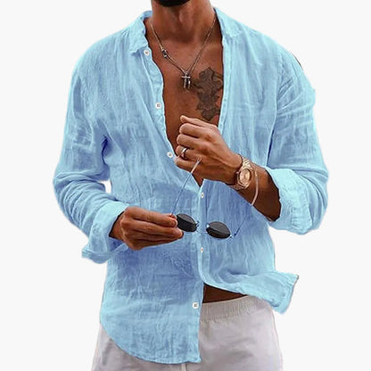 Chemise décontractée à col classique pour homme, manches longues, style élégant et polyvalent